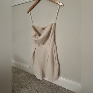 Song of Style Beige Strapless Romper with Pockets